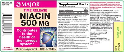 Photo of the Major Niacin 500 mg label
