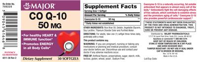 Photo of the Major Co Q-10 50 mg label
