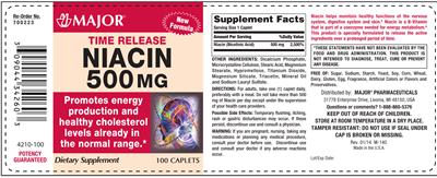 Photo of the Major Niacin 500 mg label