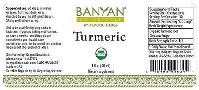 Photo of the Banyan Botanicals Turmeric label