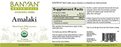 Photo of the Banyan Botanicals Amalaki Tablets label