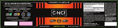 Product label for Patented C-HCl Creatine HCl Lemon Lime
