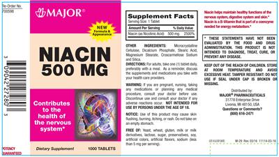 Photo of the Major Niacin 500 mg label