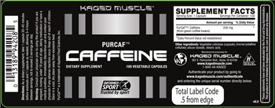 Photo of the Kaged Muscle PurCaf Caffeine label