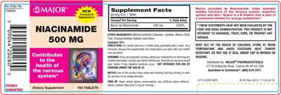Photo of the Major Niacinamide 500 mg label