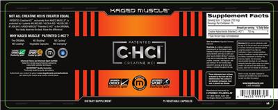 Photo of the Kaged Muscle Patented C-HCl Creatine HCl label