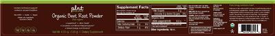 Photo of the plnt Organic Beet Root Powder label