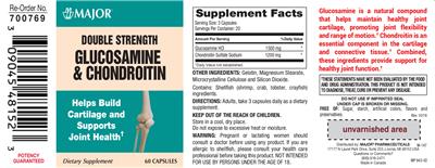 Photo of the Major Double Strength Glucosamine & Chondroitin label