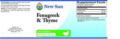 Photo of the New Sun Fenugreek & Thyme label