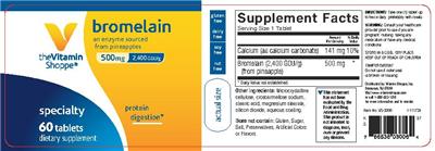Photo of the The Vitamin Shoppe Bromelain 500 mg label