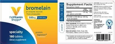 Photo of the The Vitamin Shoppe Bromelain 500 mg label