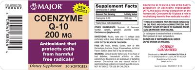 Photo of the Major Coenzyme Q-10 200 mg label
