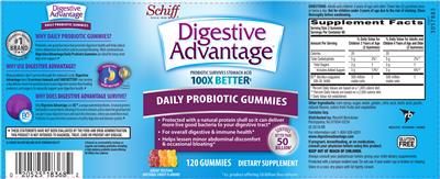 Product label for Digestive Advantage Daily Probiotic Gummies