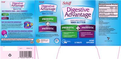 Photo of the Schiff Digestive Advantage Probiotic Fiber + Daily Probiotic label