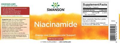 Photo of the Swanson Niacinamide 500 mg label