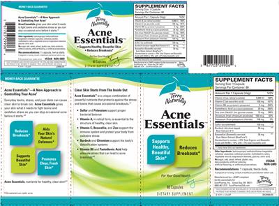 Photo of the Terry Naturally Acne Essentials label