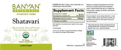 Photo of the Banyan Botanicals Shatavari label
