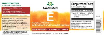 Photo of the Swanson E 400 IU label