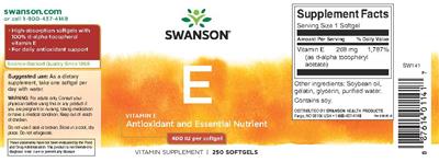 Photo of the Swanson E 400 IU label
