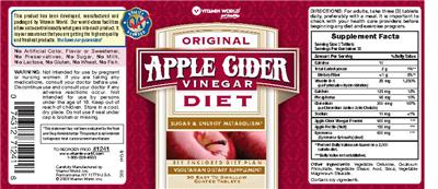Photo of the Vitamin World Original Apple Cider Vinegar Diet label