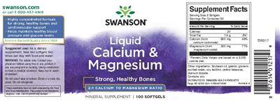 Photo of the Swanson Liquid Calcium & Magnesium label