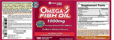 Photo of the Vitamin World Omega-3 Fish Oil 1000 mg label