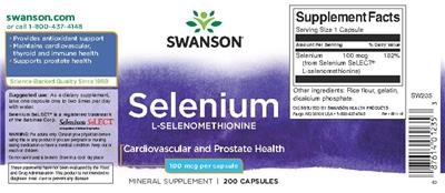 Photo of the Swanson Selenium 100 mcg label