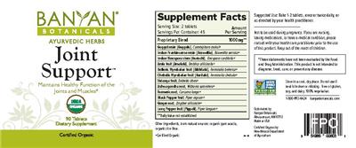 Photo of the Banyan Botanicals Joint Support label