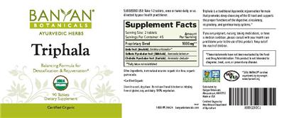 Photo of the Banyan Botanicals Triphala label