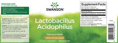 Label of Lactobacillus Acidophilus 1 Billion CFU