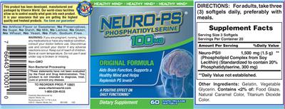 Photo of the Vitamin World Neuro-PS 100 mg Original Formula label