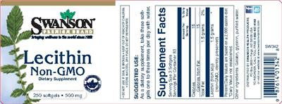 Photo of the Swanson Premium Brand Lecithin 500 mg label
