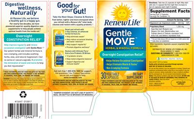 Photo of the Renew Life Gentle Move Overnight Constipation Relief label