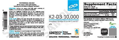 Photo of the XYMOGEN K2-D3 10,000 label