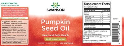 Photo of the Swanson Pumpkin Seed Oil 1,000 mg label