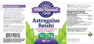 Photo of the Oregon's Wild Harvest Astragalus Reishi label