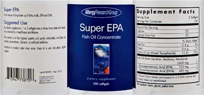 Photo of the Allergy Research Group Super EPA Fish Oil Concentrate label