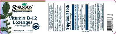 Photo of the Swanson Premium Brand Vitamin B-12 Lozenges 1,000 mcg label