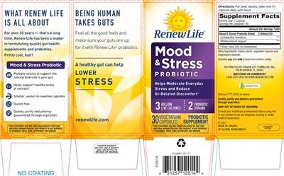 Label of Mood & Stress Probiotic