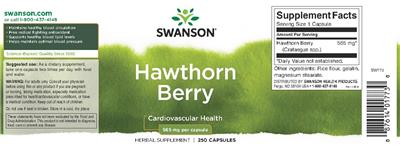 Photo of the Swanson Hawthorn Berry 565 mg label