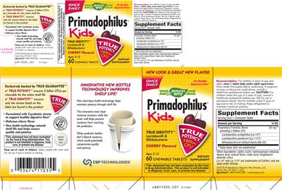Photo of the Nature's Way Primadophilus Kids Cherry Flavored label
