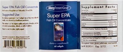Photo of the Allergy Research Group Super EPA Fish Oil Concentrate label