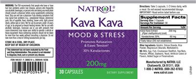 Photo of the Natrol Kava Kava 200 mg label