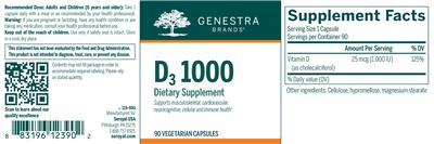 Photo of the Genestra Brands D3 1000 label