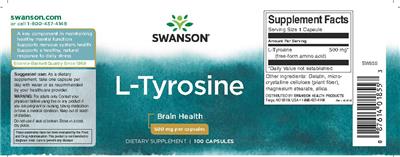 Photo of the Swanson L-Tyrosine 500 mg label