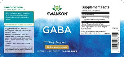 GABA 500 mg (Label) | Dietary Supplement Label Database (DSLD