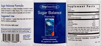 Photo of the Allergy Research Group Sugar Balance Formula label