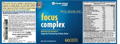 Photo of the Vitamin World Focus Complex With Neuro-PS label