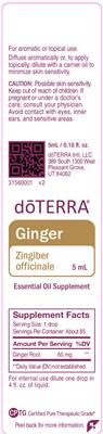 Photo of the doTERRA Ginger label
