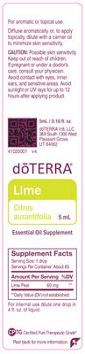 Photo of the doTERRA Lime label